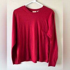 LL Bean Women’s Red Long Sleeve Shirt Size Large Crewneck - Normcore Essential